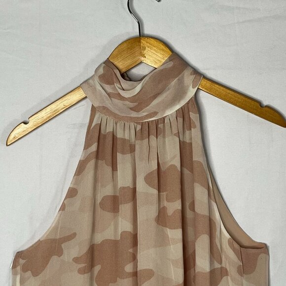 Joie Turtleneck‎ Camouflage Camo Sleeveless Blouse Silk Pink Size Medium - Picture 2 of 10